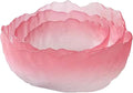 Glass Salad Bowl Irregular Lotus Flower Shape Serving Bowls, Mixing Nut Bowls for Kitchen Fruist, Snack, Dessert, and Ice Cream Candy Dishes (Crystal Gradient Pink, Set of 3 (L,M,S))