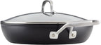 KitchenAid Hard Anodized Induction Nonstick Frying Pan Set With Lid, 3-Piece – 8 & 10 Inch Skillets, Durable, Even Heating, Dishwasher & Oven Safe, Easy-Clean, Matte Black