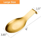 Stainless Steel Gold Kitchen Utensils Set with Holder & Spoon Rest, Durable Kitchen Accessories Includes 6 Cooking Utensils, 1 Hanging Rack,1 Ladle Holder, Easy to Clean, Modern Countertop Décor