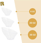 R-kay 6 Pack Large Plastic Bowls - Premium Clear bowls - Plastic Serving Bowls Heavy Duty For Weddings Catering, Parties, And All Occasions 36 Oz (Clear, Large)