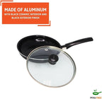 IMUSA Ceramic Nonstick Frying Pan with lid, Egg Pan, Omelet Pans, 6.3 Inch, Aluminium, Black