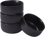 Aquiver 10 Ounces Ceramic Bowl Set - Porcelain Matte Small Bowls - Side Dishes for Desserts, Ice Cream, Snacks, Condiments, Souffle, Yogurt, Soup - Dipping Sauce Bowl Set of 4 (Black)