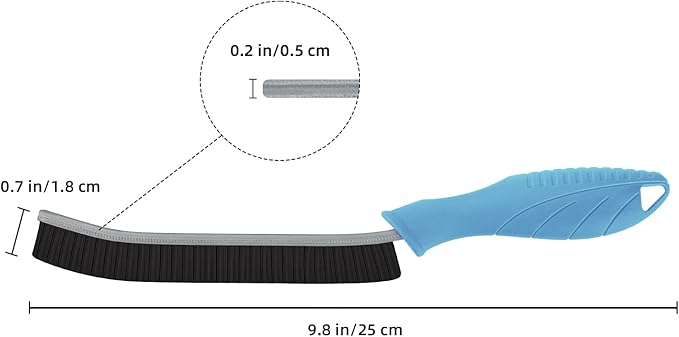 FOOGWEE Hard Bristle Crevice Cleaning Brush - Cleaning Supplies - Household Crevice Cleaning Tools - Multi-Purpose Crevice Brushes for Kitchen, Toilet, Window, Vehicle, Faucets, Grout (3, Blue)