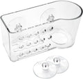 AMUONTY Sponge Holder for Kitchen Sink Suction,Plastic Sink Brush Sponge Caddy Sink Organizer-(5.7" x 2.4" x 3.1"),Clear