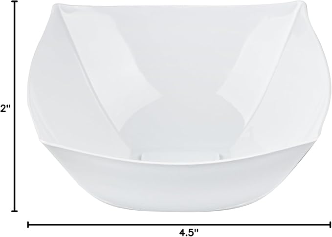 Restaurantware-Moderna 8 Ounce Fancy Plastic Bowls, 10 Square Disposable Salad Bowls - Durable, Heavy-duty, White Plastic Bowl, For Warm And Cold Foods