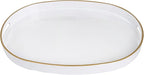 MAONAME White Decorative Tray, Oval Serving Tray with Handles, Plastic Trays for Coffee Table, Ottoman Trays for Living Room, Bathroom, 15.6" X 10.6" X 1.4"