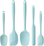 Silicone Spatula Set, 5 Piece Food Grade Rubber Spatulas for Baking, Cooking, and Mixing High Heat Resistant Non Stick Dishwasher Safe BPA-Free (Macaron blue)