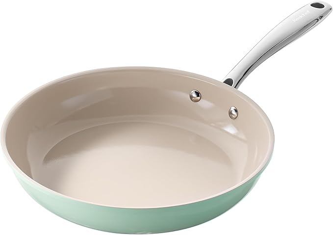 Redchef Ceramic Non Stick Pan, Large Skillet for Stir-Fry & Dinner, Chemical Free Healthy Coating, High Heat Performance, PTFE & PFAS & PFOA Free, Mint Green, 11 Inch