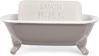 6.5" Ceramic Mini Decorative Clawfoot Bathtub Bar Soap Dish, Kitchen Sponge Holder and Shower Tray for Bathroom, 1 Pack(Taupe)