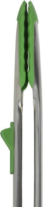 Tovolo Silicone Cooking Utensil Set of 6 Stainless Steel Handle Ladle Slotted Turner Tongs Flex Core Spatula Scraper Mixing Spoon & Potato Masher, Dishwasher Safe BPA Free Utensils, Pesto Green