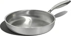 Umite Chef 10 Inch Stainless Steel Frying Pan, Non-Toxic 5 Ply Stainless Clad, Professional Skillet Cookware, Dishwasher Safe Kitchen Pan, Compatible with Induction, Oven Safe Saucepan,PFOA&PTFE Free