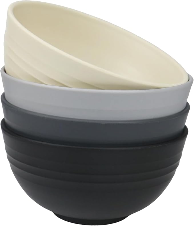 Unbreakable Wheat Straw Cereal Bowls Set of 4, 24 oz Microwave and Dishwasher Safe Lightweight Soup and Salad Bowl Sets, Reusable Dessert Bowls for Rice, Pasta, Snack, Fruit, BPA Free