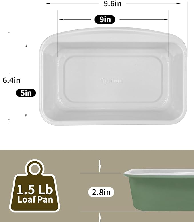 Non-Stick Bread Loaf Pan, 9x5 Inch, Ceramic Coating, Aluminized Steel, Oven Safe to 550°F, Dishwasher Safe - Non-Toxic, PTFE & PFOA Free, Pistachio Green