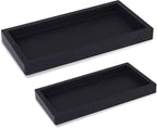 Silicone Bathroom Vanity Tray Rectangle Soap and Sponge Holder Kitchen Sink Organizer for Scrubber, Lotion Bottles, Perfume, Jewelry, Candle, Key Trinket Ring, 2 Pack, Black