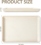 YOUBET 8 PCS Plastic Serving Trays - Ivory Wheat Straw Trays for Serving Food - Super Strong Disposable Platters, Heavy Duty Plastic Trays for BBQ, Picnic, Party, Wedding