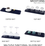 MicoYang Silicone Dish Drying Mat for Multiple Usage,Easy clean,Eco-friendly,Heat-resistant Silicone Mat for Kitchen Counter,Sink,Bar,Bottle,or Cup Navy Blue M 17 inches x 6 inches