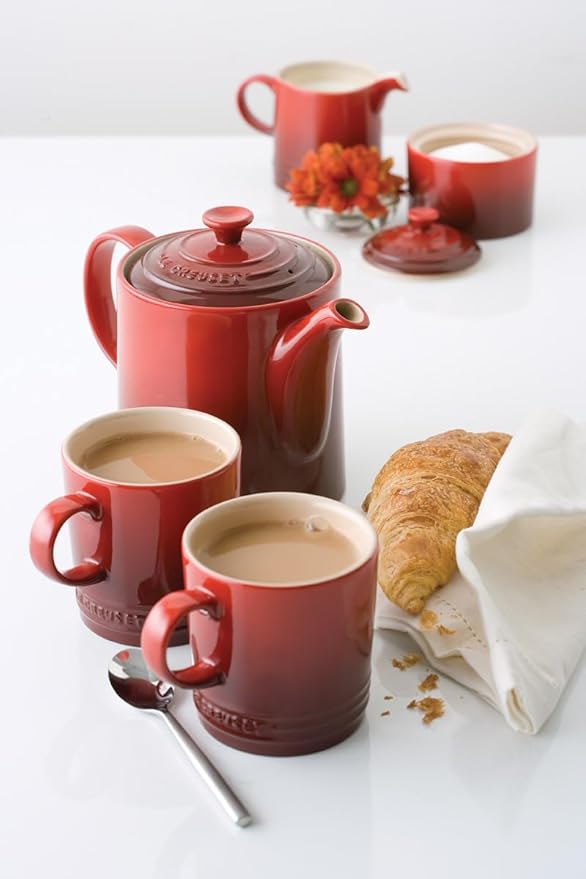 Le Creuset Stoneware Set of 6 London Mugs, 12 oz. Each, Cerise