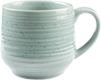 Sango Siterra Artist's Blend 17 oz. Stoneware Mug Set- Service for 4, Rustic Design, Green/White/Beige, Scratch-Resistant, Microwave & Dishwasher Safe, for Everyday Dining & Entertainment