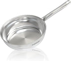 Sunhouse Tri-Ply Stainless Steel Pan, 8-Inch Frying Pan, Oven Safe Up to 500°F, Dishwasher Safe, Compatible with Induction, Electric, Gas Cooktops, Cool Handles Grip