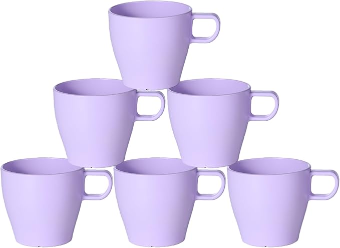 10 oz Coffee Cups Eco-Friendly, Shatter-Resistant Mug with Hanging Ears | Thickened Porcelain-Like Material | Suitable for Both Commercial and Home use(6-pack) (Purple)