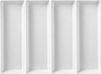 US Acrylic Avant White Plastic Serving Trays (Set of 4) 15” x 5” | Narrow Reusable Rectangular Party Platters | Serve Appetizers, Fruit, Veggies, & Desserts | BPA-Free & Made in USA