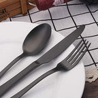 Matte Black Silverware Set,SHARECOOK Satin Finish 40-Piece Stainless Steel Flatware Set,Kitchen Utensil Set Service for 8,Tableware Cutlery Set for Home and Restaurant, Dishwasher Safe