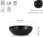 Selamica Ceramic Pasta Bowls Set of 4,Stackable Serving Bowl, Microwave Dishwasher Safe, Matte Black