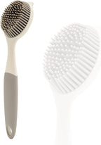Dish Scrubber, Silicone Soft Bristles Scrub Brush with Scraper Tip, Comfortable Grip Brushes for Kitchen Sink, Pans, Pots, Skillet, Vegetable, Fruit, Potato Cleaning (White/Grey)