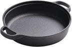 Cast Iron Skillet with 2 Handle, 22cm/25cm Rounde Mini Flat Bottomed Frying Pan for fried steakBread, Baking,Pizza, Outdoor Cooking, Camping, Grill, Stovetop, Oven Safe Cookware (9.8 x 9.8 x 1.8 in)