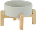 Havniva Ceramic Raised Dog and Cat Bowl Set, 2 Heights Elevated Stand, Food and Water Bowl for Small Breed Dogs, Cats, Kitty, Weighted Dog Dishes, Pet Bowls(5.1'',13.5oz, Grey)