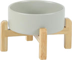 Havniva Ceramic Raised Dog and Cat Bowl Set, 2 Heights Elevated Stand, Food and Water Bowl for Small Breed Dogs, Cats, Kitty, Weighted Dog Dishes, Pet Bowls(5.1'',13.5oz, Grey)