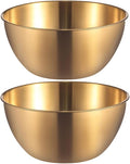 Stainless Steel Salad Bowls Set of 2 Mixing Bowl with Measurement Markings Snacks Bowls, Small 0.74 Quart Gold Serving Bowls for Mixing, Cooking, Prepping and Home Kitchen Food Storage Bowls