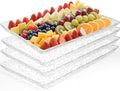 GLITCHCORE 4-Pack Premium Acrylic Serving Trays - 15x11 Extra Thick Reusable Platters - Shatterproof Ice-Pattern Food Trays for Party, Catering, Wedding & Kitchen Organization - BPA-Free