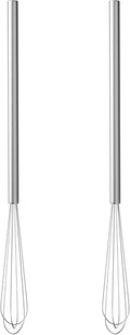 2 Pcs Mini Whisk, Stainless Steel Skinny Egg Beater Whisk for Blending, Whisking, Beating, or Stirring