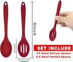 ELANE 8 Pcs Silicone Cooking Spoons Set,Mixing Spoons for Cooking Spoons for Nonstick Cookware Silicone Serving Spoons,Mixing Spoons for Cooking (Red)