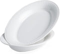 Kanwone Ceramic Large Serving Bowls, Oval Serving Platters for Entertaining, 13" Porcelain Serving Dishes for Dinner, Pasta, Salad, Turkey, Fruit, Bread, Appetizers, Microwave Safe, White, Set of 2