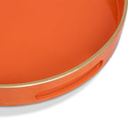 MAONAME Orange Decorative Tray, Oval Serving Tray with Handles, Plastic Trays for Coffee Table, Ottoman Trays for Living Room, Bathroom, 15.6" X 10.6" X 1.4"