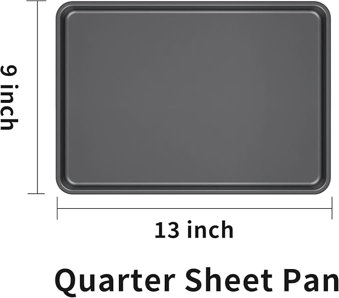 LISI 13" x 9" Quarter Sheet Pans (2 Pack), Nonstick Carbon Steel Baking Sheets for Oven, Cookie Sheet Trays for Baking, Roasting & Reheating