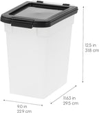 IRIS USA Airtight Dog Food Storage Container, Up to 10 lbs Each, 2 Pack, for Dog Cat Bird and Other Pet Food Storage Bin, Keep Fresh, Translucent Body, BPA Free, Clear/Black