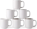 AmorArc 14oz Coffee Mugs Set of 6, Ceramic Coffee Mugs with Large Handle & Wavy Rim for Latte/Hot Cocoa/Tea, Stylish Coffee Cups for Men Women. Oven,Dishwasher&Microwave Safe, Matte White