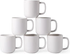AmorArc 14oz Coffee Mugs Set of 6, Ceramic Coffee Mugs with Large Handle & Wavy Rim for Latte/Hot Cocoa/Tea, Stylish Coffee Cups for Men Women. Oven,Dishwasher&Microwave Safe, Matte White