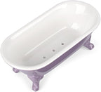 6.5" Ceramic Mini Decorative Clawfoot Bathtub Bar Soap Dish, Kitchen Sponge Holder and Shower Tray for Bathroom, 1 Pack(Lavender)