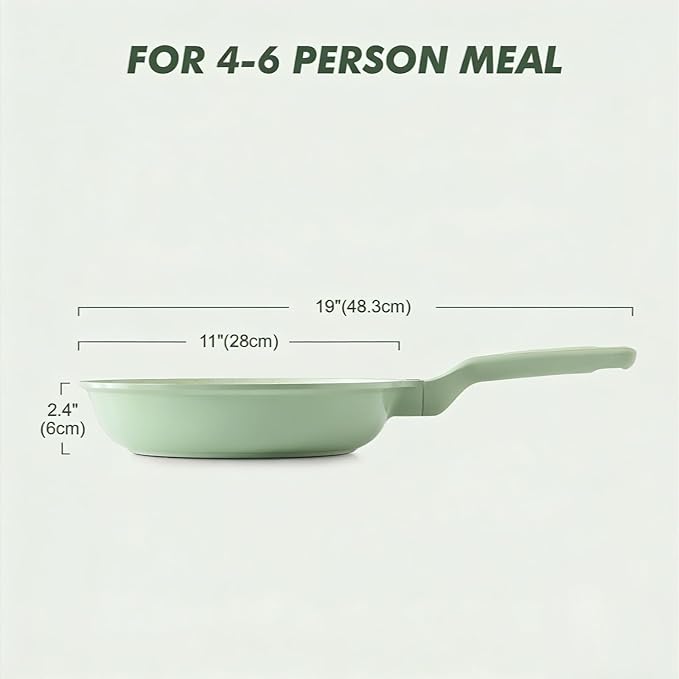 SENSARTE Nonstick Ceramic Frying Pan 11-Inch, Healthy Non Toxic Skillet, Induction Compatible Omelet Pan with Heat Resistant Handle, PFAS-Free, Mint Green