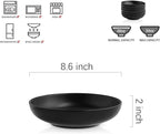 Selamica Porcelain 8.6 inch Salad Pasta Bowls Set of 6, 34 OZ Bowls Plates, Wide and Shallow Serving bowls, Microwave & Dishwasher Safe, Sturdy & Stackable, Set of 6(Black)