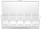 IVYHOME Ice Chilled 5 Compartment Condiment Server Caddy | Fruit Serving Tray | Condiment Pots with 5 Removable Dishes Over 2 Cup Capacity Each and Hinged Lid
