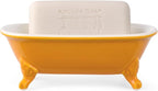 6.5" Ceramic Mini Decorative Clawfoot Bathtub Bar Soap Dish, Kitchen Sponge Holder and Shower Tray for Bathroom, 1 Pack(Golden Yellow)