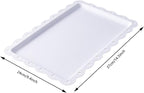 Set of 6 Plastic Serving Trays Food Tray - 14" x 9" Rectangle Serving Platter for Party Cafeteria Kitchen Restaurant , Small Flat Trays for Dessert Fruit Cookie Snack (6, White)