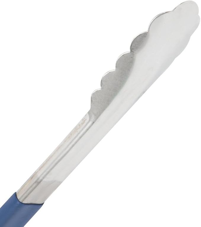 Vollrath 4781230 Jacob's Pride 12-Inch Scalloped Utility Tong (Stainless Steel, Kool-Touch Handle, Blue, NSF)