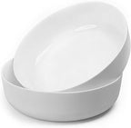 LaGlint 10 Inch 90 OZ Opal Glass Serving Bowls Set of 2, Extra Large White Salad Bowls for Kitchen, Microwave & Dishwasher Safe