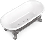 6.5" Ceramic Mini Decorative Clawfoot Bathtub Bar Soap Dish, Kitchen Sponge Holder and Shower Tray for Bathroom, 1 Pack(Stone Gray)
